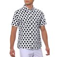 thumbnail image 4 of Camisa de vestir de manga corta con cuello de punto para hombre, estampado de lunares INSPIRE CHIC, talla XL, blanca, 4 of 6