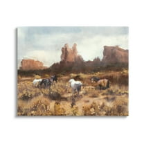 Stupell Industries Desert Horses Landscape Nature Painting Gallery Wrapped Canvas Print Wall Art, 48 x 36