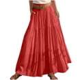 thumbnail image 5 of Ygbgbb Women's 2026 Summer Casual Maxi Skirt High Waisted Boho Flowy A-Line Skirt with Belt Fashion Solid Long Skirt for Beach Party and Everyday Wear Red L, 5 of 6