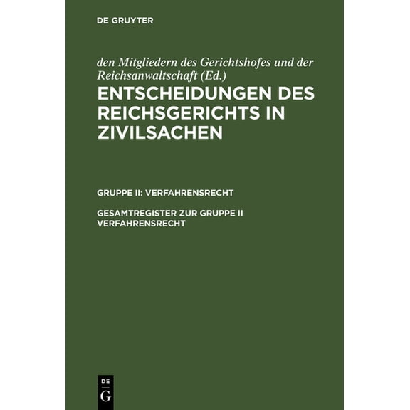 Gesamtregister Zur Gruppe II Verfahrensrecht, (Hardcover)
