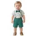 thumbnail image 2 of Mifsaly Baby Boys 2 Piece Gentleman Outfit Set Polka Dot Button Down Shirts and Shorts with Suspender Newborn formal Suit for Baptism Birthday Party Photo Shoot, 2 of 7