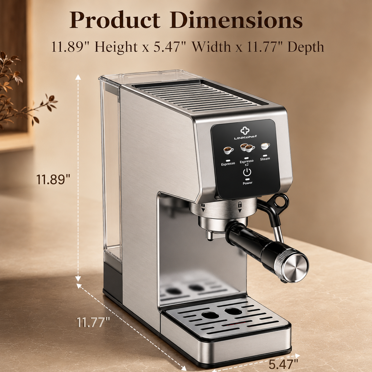 LINKChef 20-Bar Espresso Machine with Automatic Steam Wand photo 8