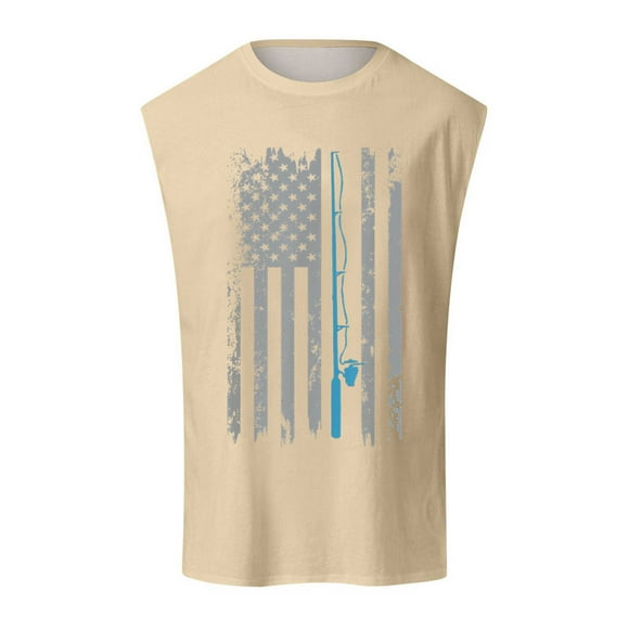 JHLZHS Men's Tank Tops Graphic Turtle Independence Day Men's Canvas Vest Summer Fashion Sleeveless Top Breathable Comfortable Fishing Rod Flag Print Outdoor Casual Style Tank Tops Men Cotton Neon