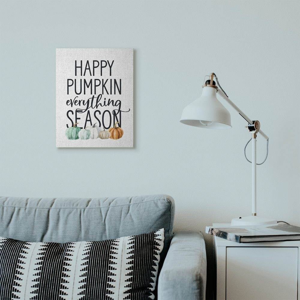 Stupell Industries Happy Pumpkin Everything Autumn Fall Seasonal DesignCanvas Wall Art By Artist Lettered and Lined