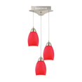 thumbnail image 1 of Alico Buro 3 Light LED Pendant in Satin Nickel with Red Glass, 1 of 3