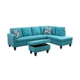 thumbnail image 2 of Starhome L Shaped Green Couch with Storage Ottoman(Pillows Included) Microfiber, 2 of 11