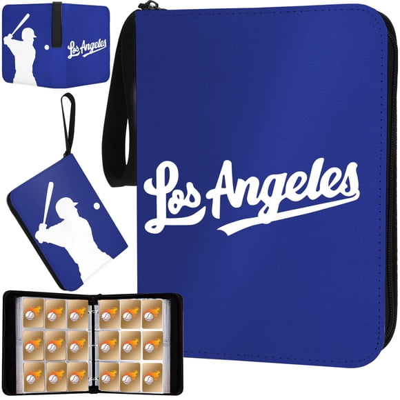 Carpeta para tarjetas de béisbol KivolFun de 900 bolsillos, azul, cuero PU