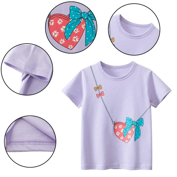 Kkkded Toddler Kids Girls Casual T-Shirt Tops for 1-8 Years Girls Short-Sleeved Tees Shirt Baby Loose Soft Bottom Shirt for Girls