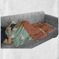 thumbnail image 5 of Graphic Beach Soft Flannel Fleece Throw Blanket, Vintage Nautical Art Sailboat and Dawning Sun, Cozy Plush for Indoor and Outdoor Use, 70" x 90", Coral Seafoam, by Ambesonne, 5 of 5