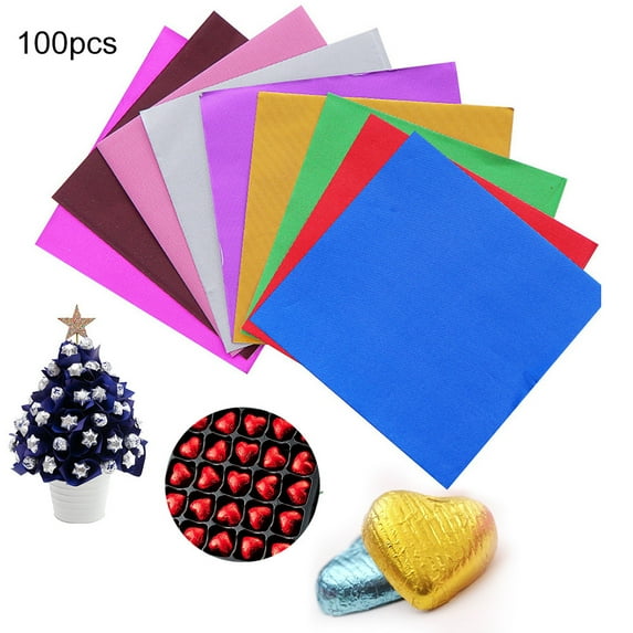 100Pcs 8cm Aluminum Foils - Chocolate Candy Wrapping Paper - Food Packaging Decor