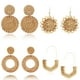 thumbnail image 2 of 4 pares de pendientes de ratán, pendientes trenzados, pendientes geométricos trenzados con borlas de ratán, pendientes colgantes trenzados bohemios hechos a mano, 2 of 6