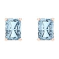 thumbnail image 3 of 1.0 Ct Emerald Cut Studs Natural Sky Blue Topaz 14K Rose Solid Solid Gold Everyday Dainty Earrings Screw Back, 3 of 7