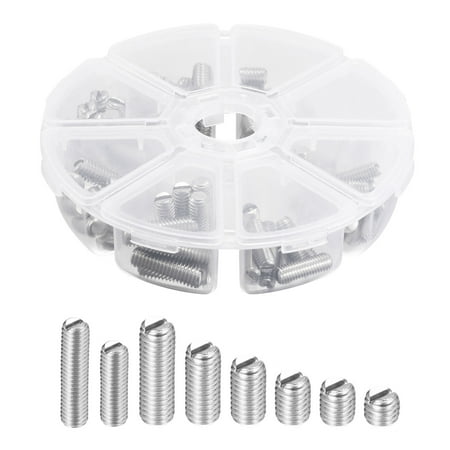 

Slotted Set Grub Screws M5/M6 Metric 304 Stainless Steel Flat Point Set Screw Assortment Kit 1set (100pcs)