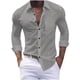 thumbnail image 2 of Blusa y camisa de manga larga con cuello vuelto para hombre, cárdigan de manga larga con solapa y botones, bolsillo, blusa de moda, camisa para hombre, parte superior de poliéster, 2 of 3