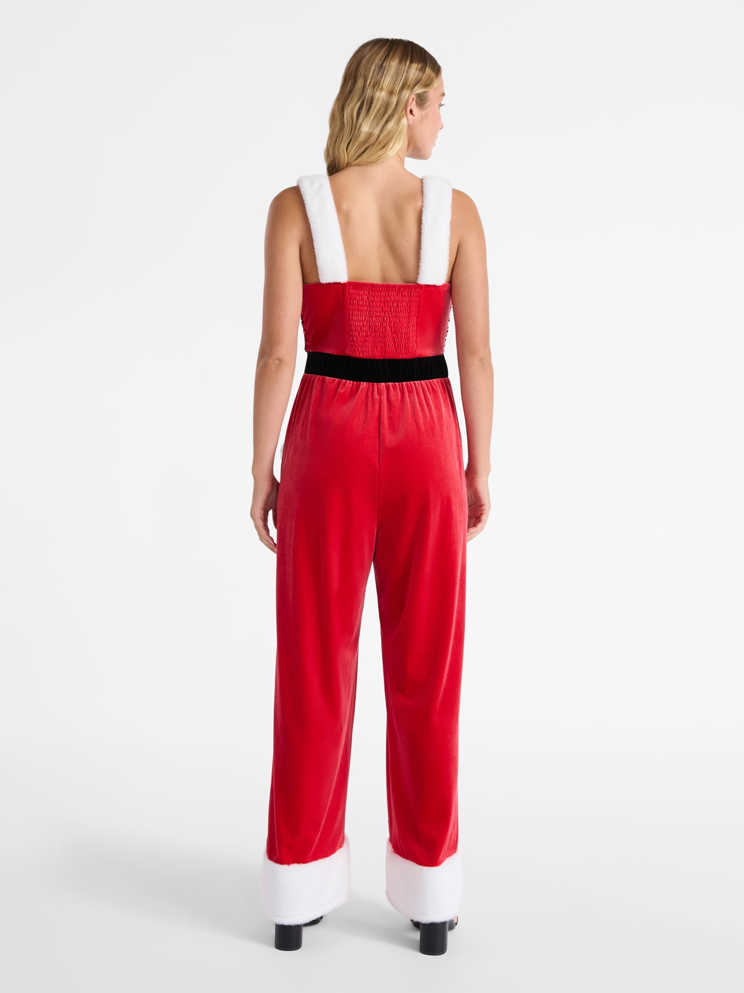 No Boundaries Santa Sequin Jumpsuit, Women’s