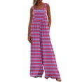 thumbnail image 2 of Leodye Women's Fashionable Summer Jumpsuits Button Wide Leg Overalls Casual Loose Rompers with Pockets Hot Pink 10(XL), 2 of 7