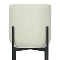 thumbnail image 4 of Bloomingville Round Metal Planter with Chevron Pattern on Stand, Matte White, 4 of 7