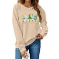 thumbnail image 3 of GUZOM Womens Oversized Christmas Graphic Sweatshirt - Long Sleeve Crew Neck, Beige with Christmas Tree & Merry Christmas Print, Soft 100% Polyester for Holiday Parties,Size L, 3 of 8