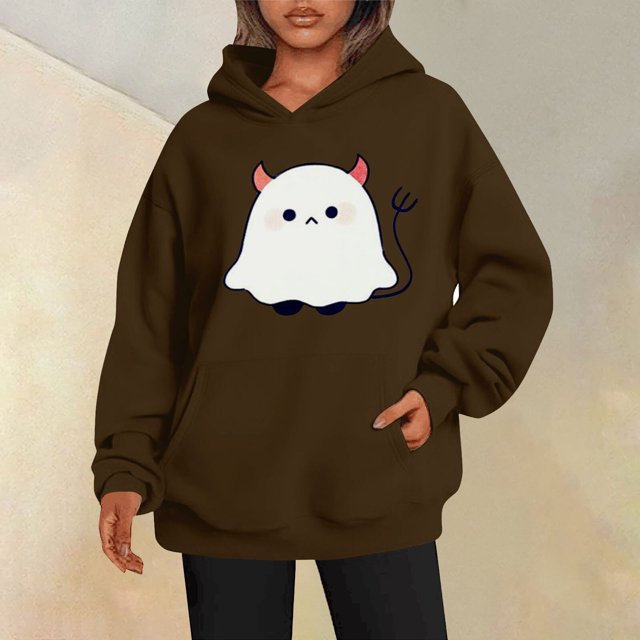 Sudaderas con capucha de Halloween para mujer, jerséis de estilo gótico, Top Vintage informal, sudaderas con capucha de fantasmas de Halloween Retro, sudadera divertida de fiesta