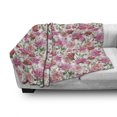 thumbnail image 3 of Watercolor Soft Flannel Fleece Blanket, Pink Peonies and Roses Green Leaves Exotic Gentle Bouquet Bridal Wedding Theme, Cozy Plush for Indoor and Outdoor Use, 70" x 90", Multicolor, by Ambesonne, 3 of 6