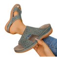 thumbnail image 5 of Women's SlippersSummer Wedge Open Toe Slip-On Peep Toe Sandals Shoes for Women Beach Fashion Army Green 6.5, 5 of 5