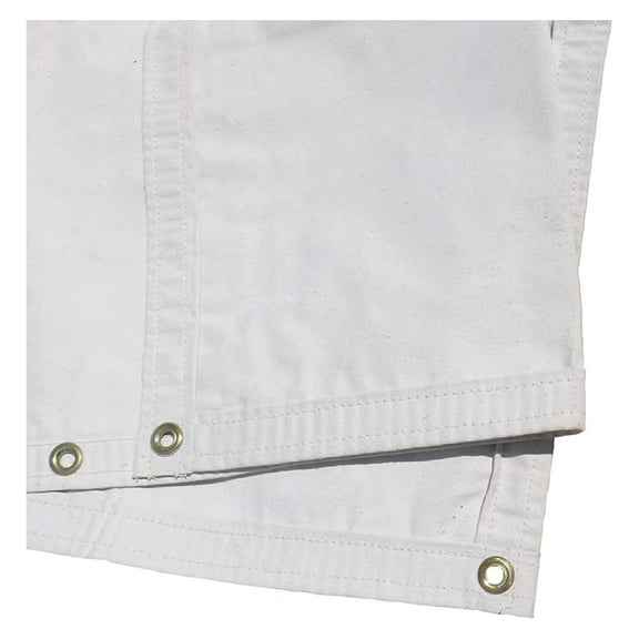 Canvas Tarp 6x10 ft White - 10 oz Water Resistant Cotton Tarps with Grommets - Heavy Duty Canvas Cover for Protection & Stationary Items