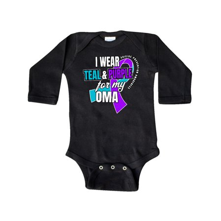 

Inktastic Suicide Prevention I Wear Teal and Purple for My Oma Gift Baby Boy or Baby Girl Long Sleeve Bodysuit