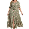 thumbnail image 1 of EQWLJWE Robes d'Été pour Femmes 2023 Mode Féminine Grande Taille Col en V Robe Flottante Sexy Ventilée, 1 of 5