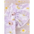 thumbnail image 5 of Nygoyerh Baby Girls Newborn Infant 3 6 9 12 18M Romper Waffle Daisy Print Jumpsuit Flying Sleeve Playwear U Neck Outfit with Headband Toddler Girl Clothing for Summer, 5 of 7