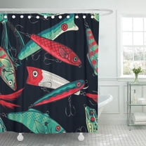 Libin Pattern Colorful Anchor Fishing Lures Water Abstract Bait Bass Shower Curtain 66x72 inch