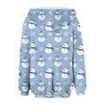 thumbnail image 5 of Women's Fashionable Casual Zippered Hooded Sweatshirt Jacket with Christmas Print and Drawstring, Furry Plush for Winter,Sky Blue,XL, 5 of 6