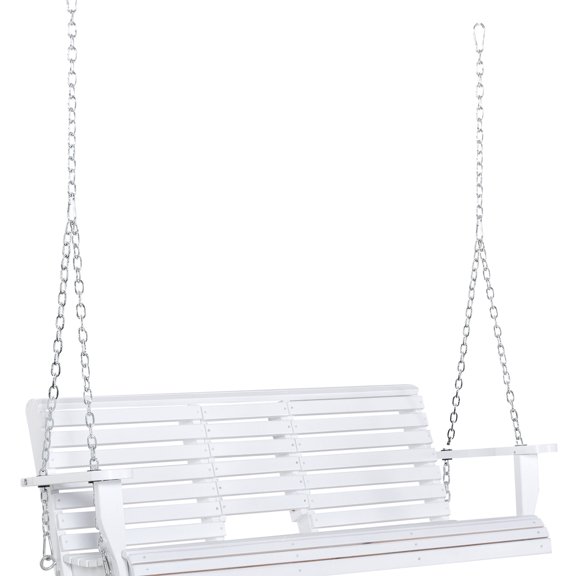 3 Wooden Porch Swing With Folding Table, Cup Holders & , 440lbs Capacity, White Soft Touch For Three, Coffee And Wood Fascinating Quality