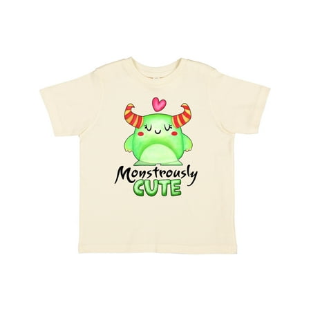 

Inktastic Monstrously Cute Green Monster with Horns and Heart Gift Toddler Boy or Toddler Girl T-Shirt