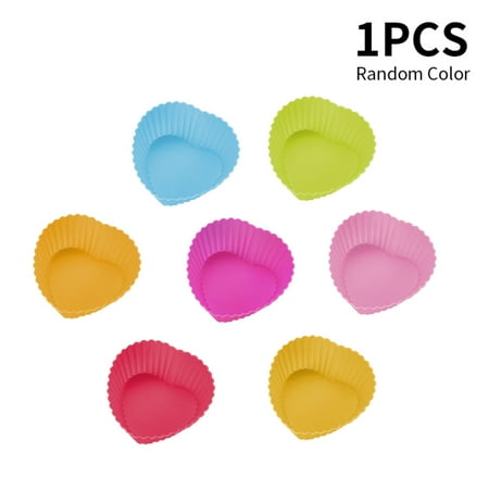 

Worallymy Cupcake Mold Silicone Pastry Mold Non-Stick Cake Mould Tray Chocolate DIY Baking Tool Color Random Heart-Shaped