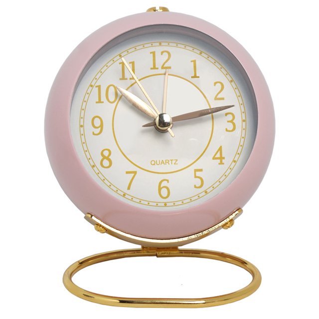 Reloj de escritorio pequeño de diseño sencillo y bonito Retro, luz nocturna, silencioso, sin tictac, niños, dormitorio, viajes, mesita de noche