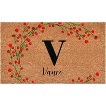 Calloway Mills 114902448V Personalized Christmas Berries Doormat, 24"x48", Letter V