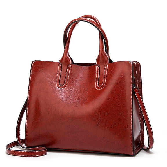 Handbag for Women, GMYLE Crazy Horse Pattern PU Leather Shoulder Crossbody Tote Bucket Bag Fashion Large Capacity, Gift for Mother Wife Girlfriend (Red)