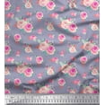 thumbnail image 1 of Soimoi Cotton Poplin Fabric Leaves & Camellias Floral Print Fabric by the Yard 42 Inch Wide, 1 of 1