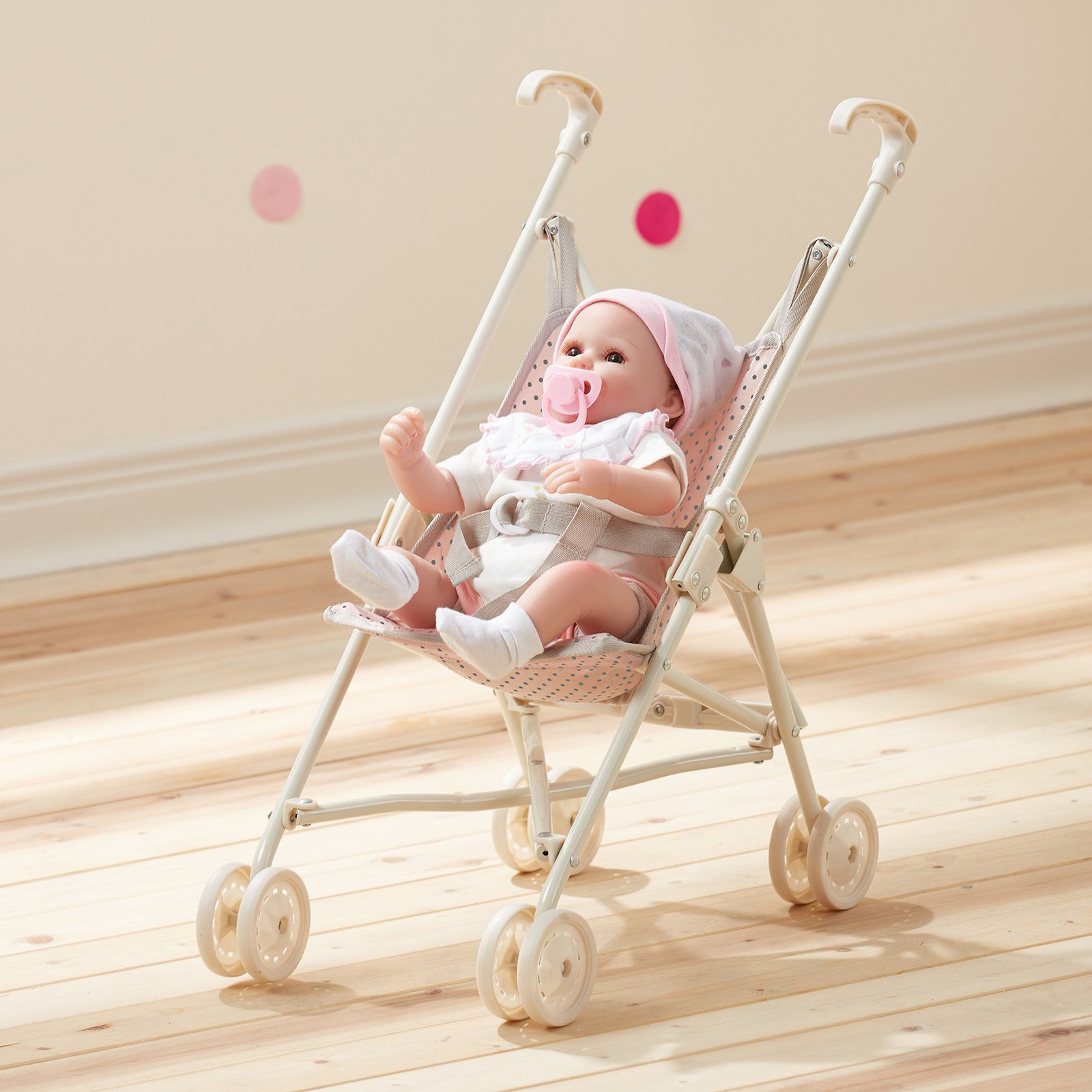 olivia's little world polka dots princess baby doll crib