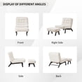 thumbnail image 7 of Bonzy Home Modern Adjustable Accent Chair with Ottoman, Comfy Corduroy Fabric Armless Chair with Solid Wood Legs for Living Room Bedroom, White, 7 of 7