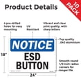 thumbnail image 2 of ESD Button OSHA Notice Aluminum Sign 24 Inch x 18 Inch - 10 Pack, 2 of 8