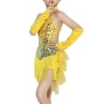 thumbnail image 4 of XXWXYD Girls Sequin Tassel Dress Latin Dance Skirt Sparkling Ballet Tan𝑔o Dancewear 5-14 Years Competition Performance Stage Costum𝖾 Glittery, 4 of 9