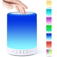 thumbnail image 1 of Lámpara con altavoz Bluetooth, lámpara de mesita de noche con sensor táctil, linterna de camping portátil con luz que cambia de 7 colores, regalos para mujeres y niños, 1 of 5