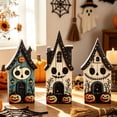 thumbnail image 6 of Cififendec 3Pcs Halloween Haunted 2D Tabletop Signs, 5", Wooden Skull Face Pumpkin Cabin Cutouts for Tiered Tray Styling, Fall Themed Party Layout, 6 of 6