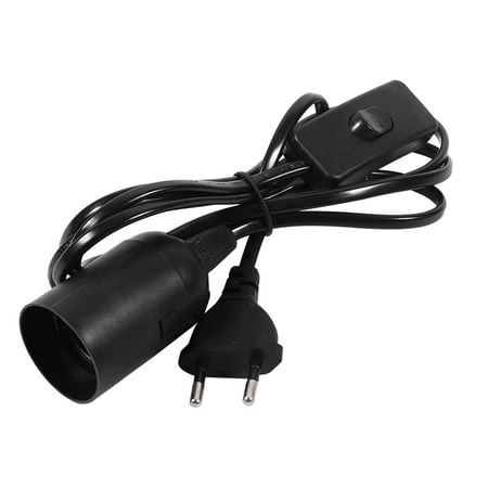 

1Pc Hanging Pendant Light Fixture Home Room Lamp Bulb Socket Holder With Switch Black EU Plug