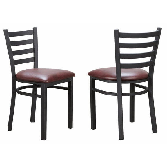 Linon Home Decor CH153BLKBRG02 31 x 17 x 18 in. Baxter Metal Side Chair, Black & Burgundy - Set of 2