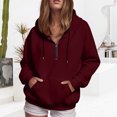 thumbnail image 5 of Godom Quarter Zip Womens Hoodies Drawstring Hooded Sweatshirts for Woman with Pocket Fashion Sweatshirt, 5 of 6