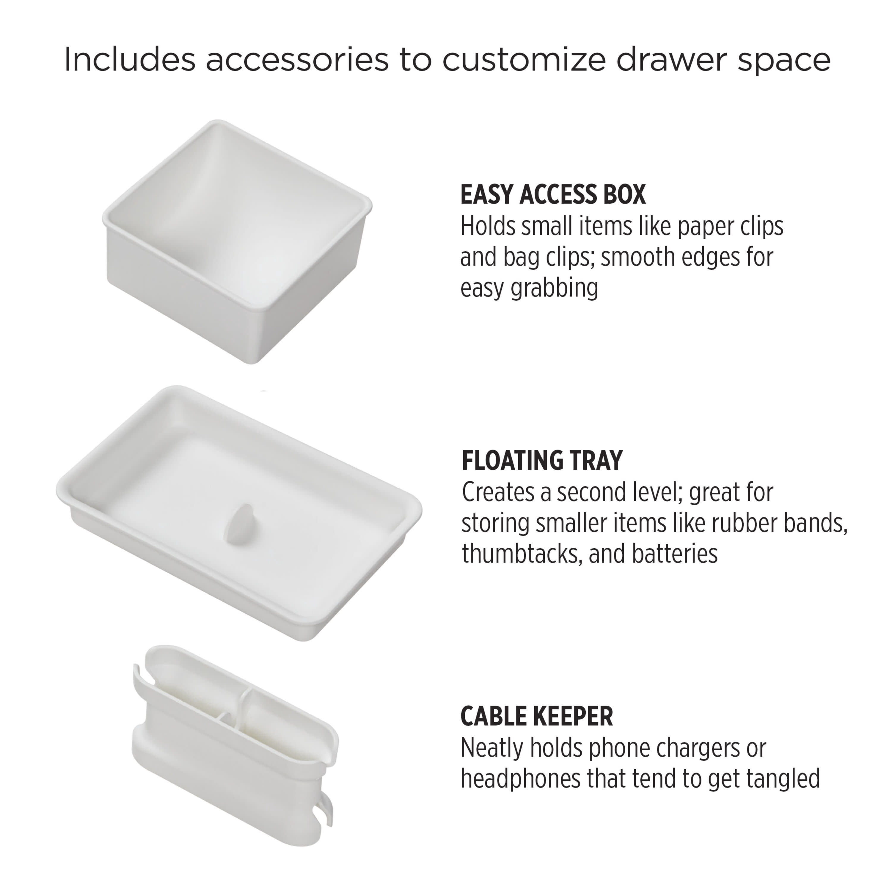 Copco 4 Piece Junk Drawer Organizer, Gray
