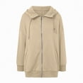 thumbnail image 4 of Towmus Women's Oversized Zip Up Hoodie Lightweight Lapel Long Sleeve Hooded Sweatshirt with Pockets, 4 of 5