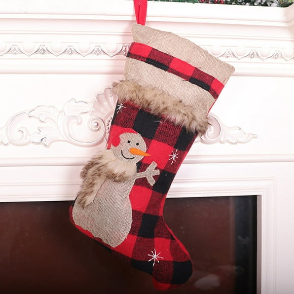 matoen Christmas Stockings, Big Xmas Stockings, Plaid Style with Snow